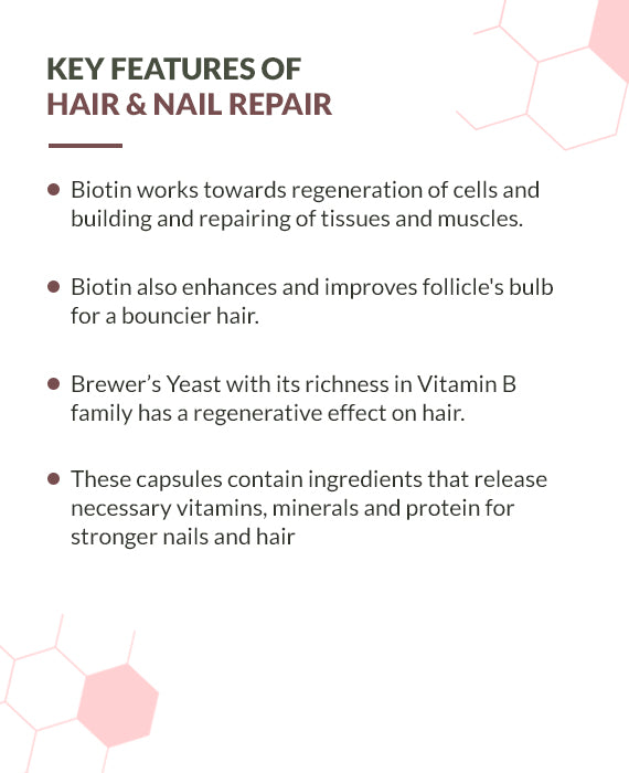 VibraLife Hair & Nail Repair Capsules, 100% Vegan (With Biotin 30mcg & Bamboo Shoot Ext 200mg), 60 Days Supply